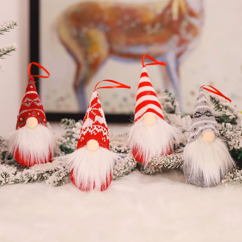 Christmas Decorations Knitted Woolen Woodman Figurine Pendant Faceless Doll Christmas Tree Ornament