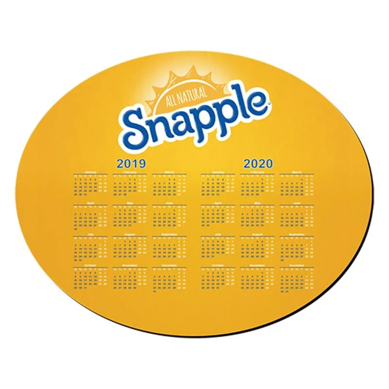 8"X8" Oval Hard Surface Calendar Mouse Pad 1/16" Rubber Base 1