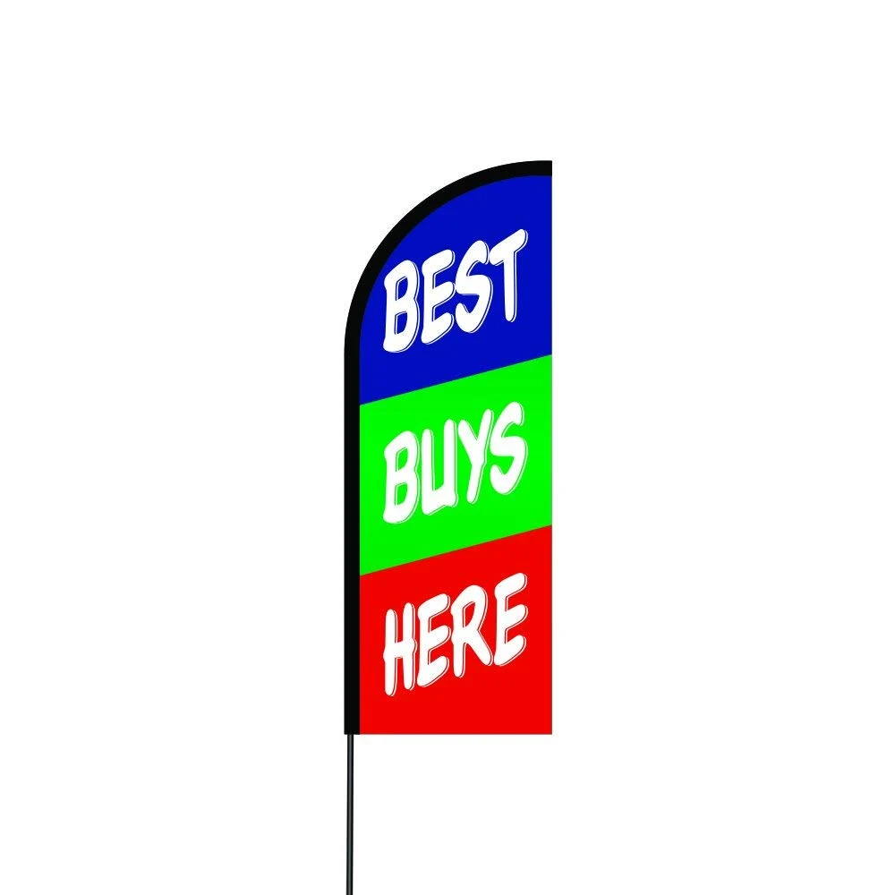 Best Buys Here Flag Kit Hardware 14' Feet Feather Flag Sign Outdoor Banner 1