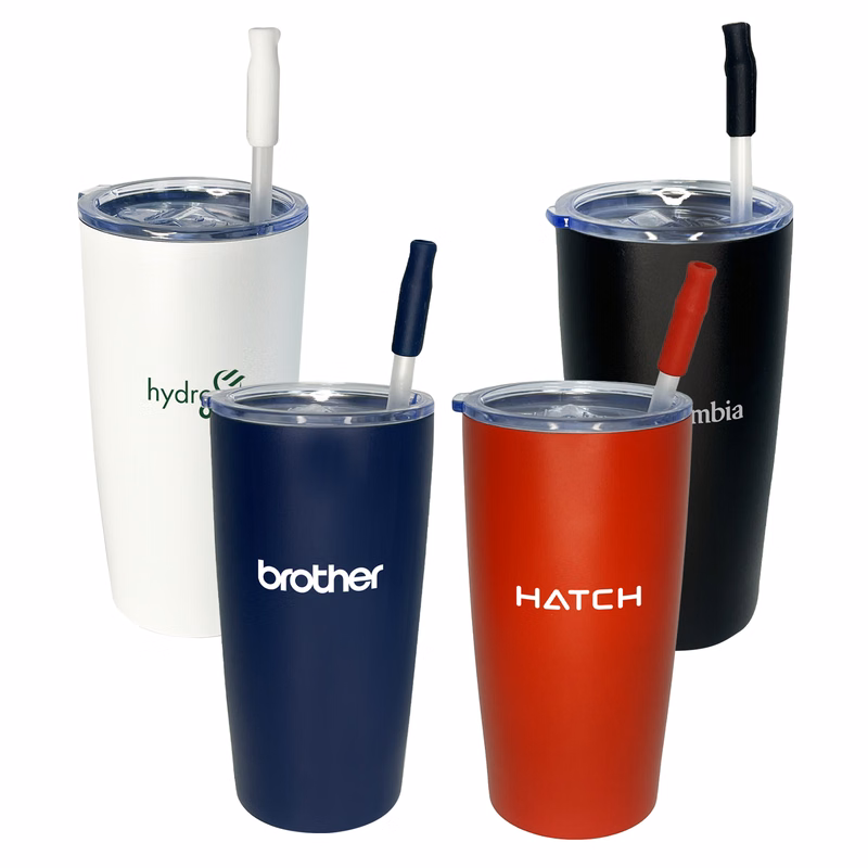 Everyday Double Wall No-Spill Mug with Straw