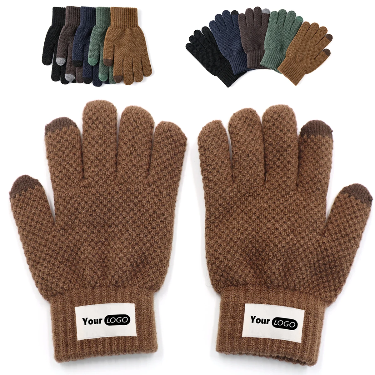 Fleece Knit Gloves with Touchscreen Tips 1