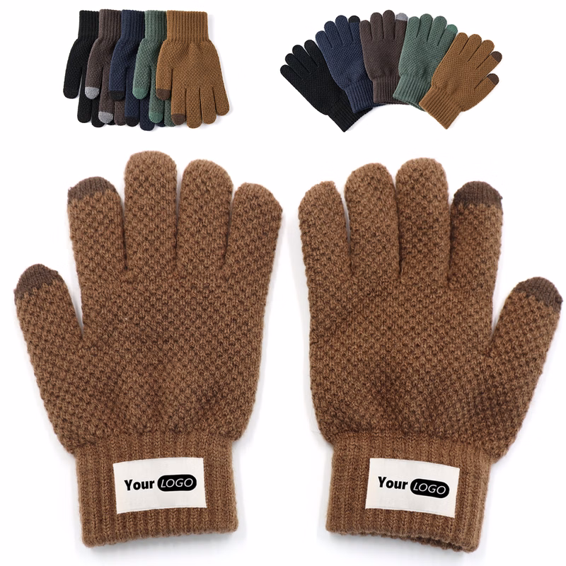 Fleece Knit Gloves with Touchscreen Tips