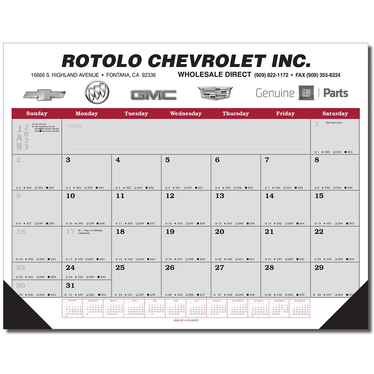 Jumbo Desk Pad Calendar - Maroon/Gray Datepad w/Year at Bottom 1