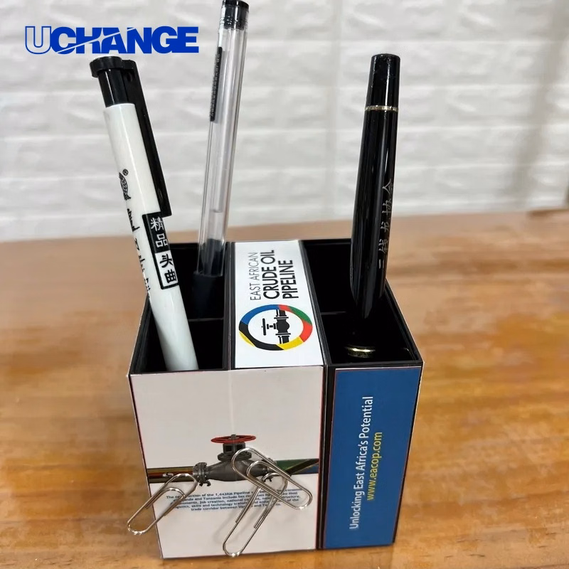 3-Panel Pen Pot Desk Organizer for Office