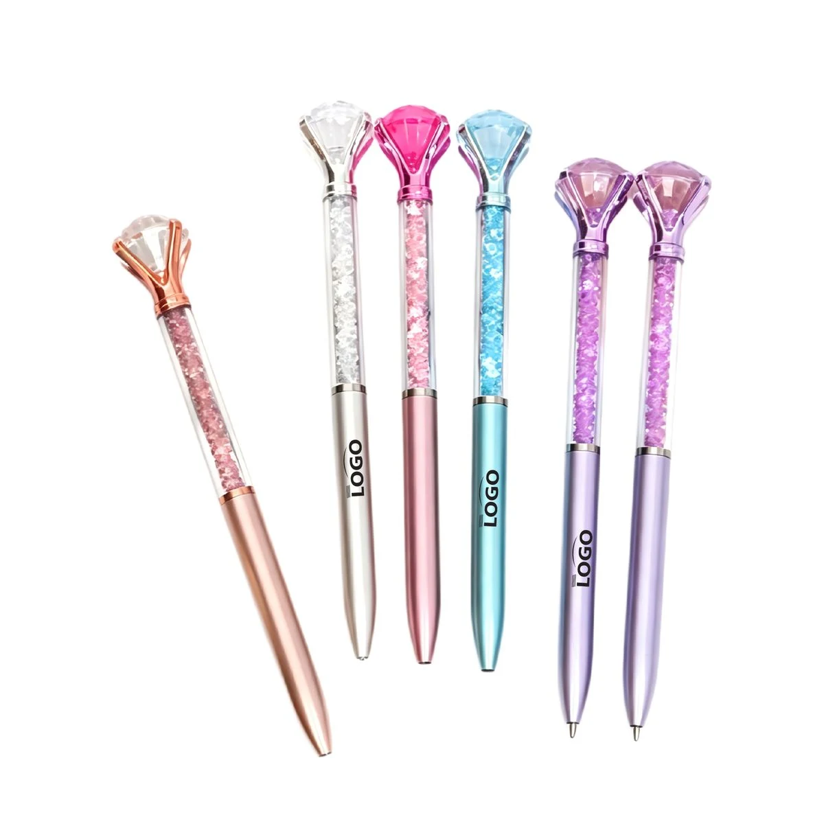 6.25 Inch Crystal Diamond Plastic Pen, custom pen with logo imprint 1