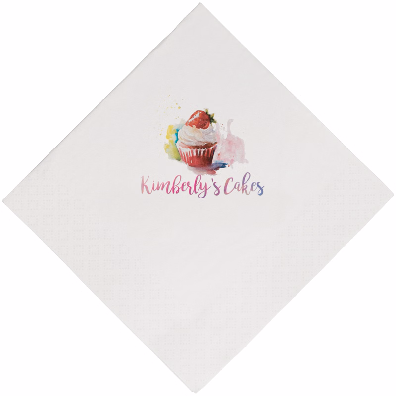 Luncheon Napkin 3 Ply 1/4 Fold White Digital Print