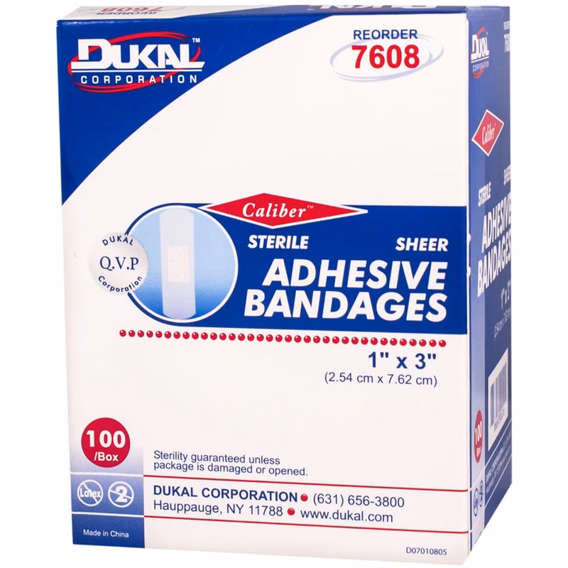 Sheer Adhesive Sterile Bandage - 100 Count 1" x 3"