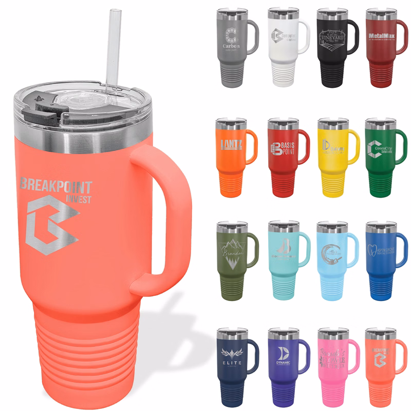 Polar Camel 40oz Stainless Steel Travel Mugs w/ Snap Lids