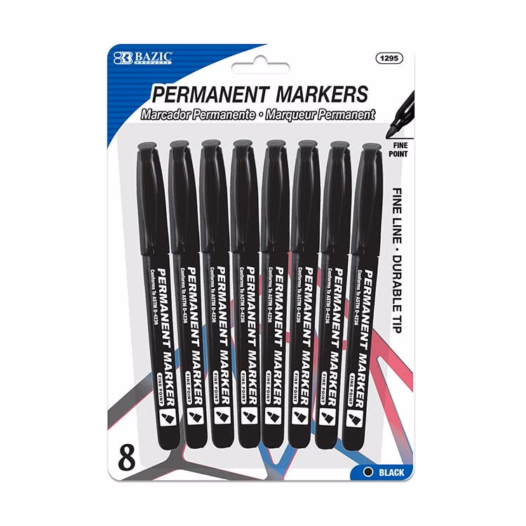 Permanent Markers - 8 Count Black Fine Line