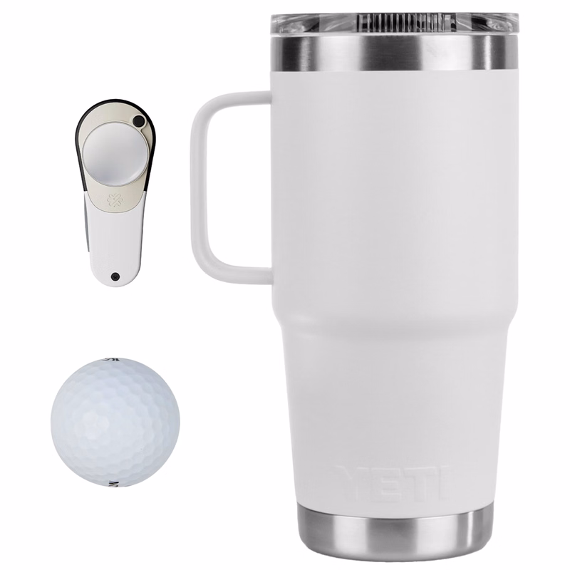 20 Oz YETI® SS Travel Mug, Srixon® Golf Balls & Pitchfix® Icon Divot Tool Gift Set