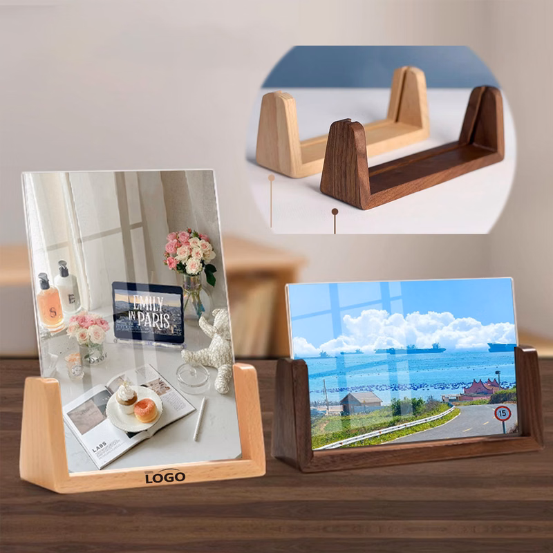 Picture Frame U-shaped Wood Base Acrylic Photo Desk