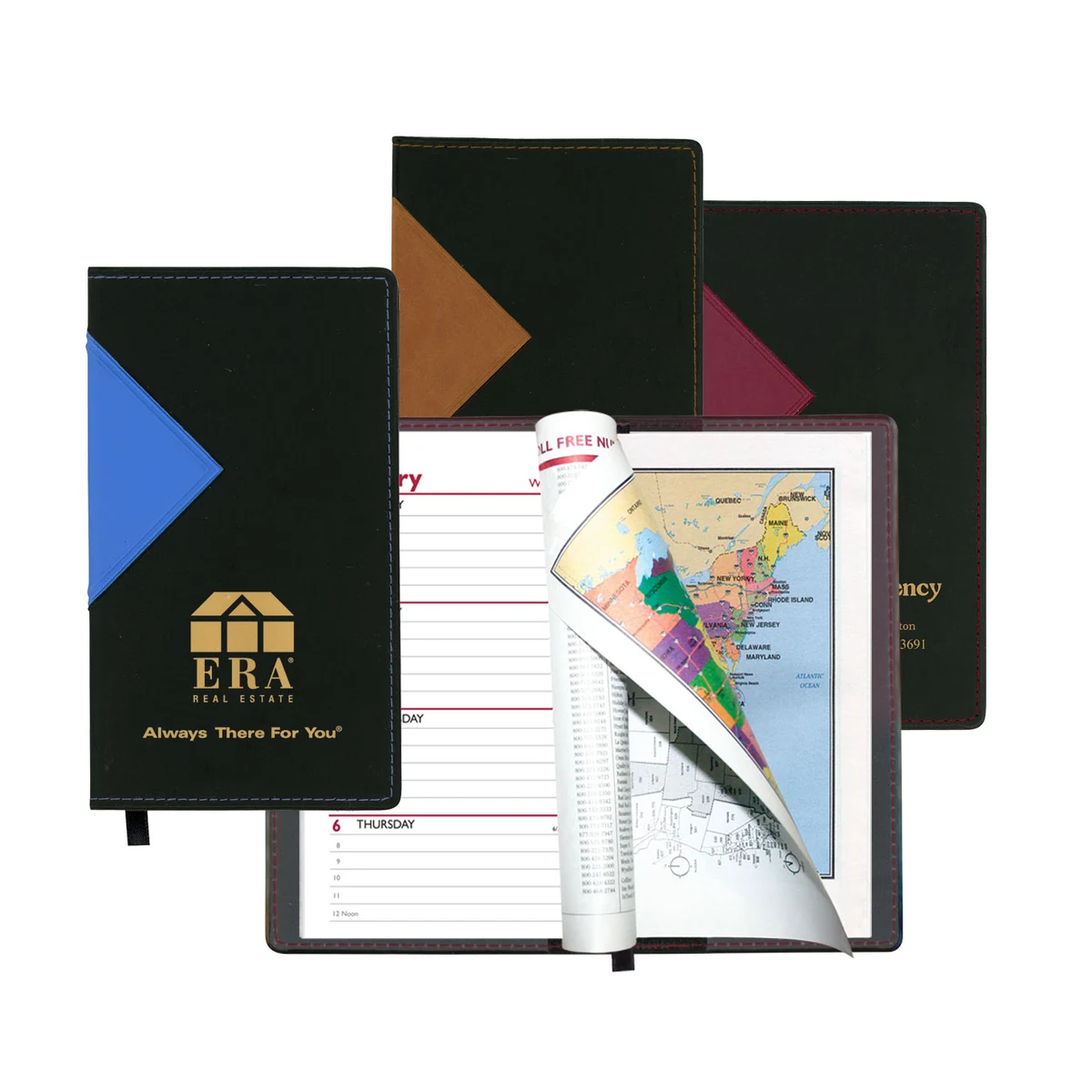 Keystone Series Soft Cover 2 Tone Vinyl Weekly Planner w/ Map / 1 Color 1