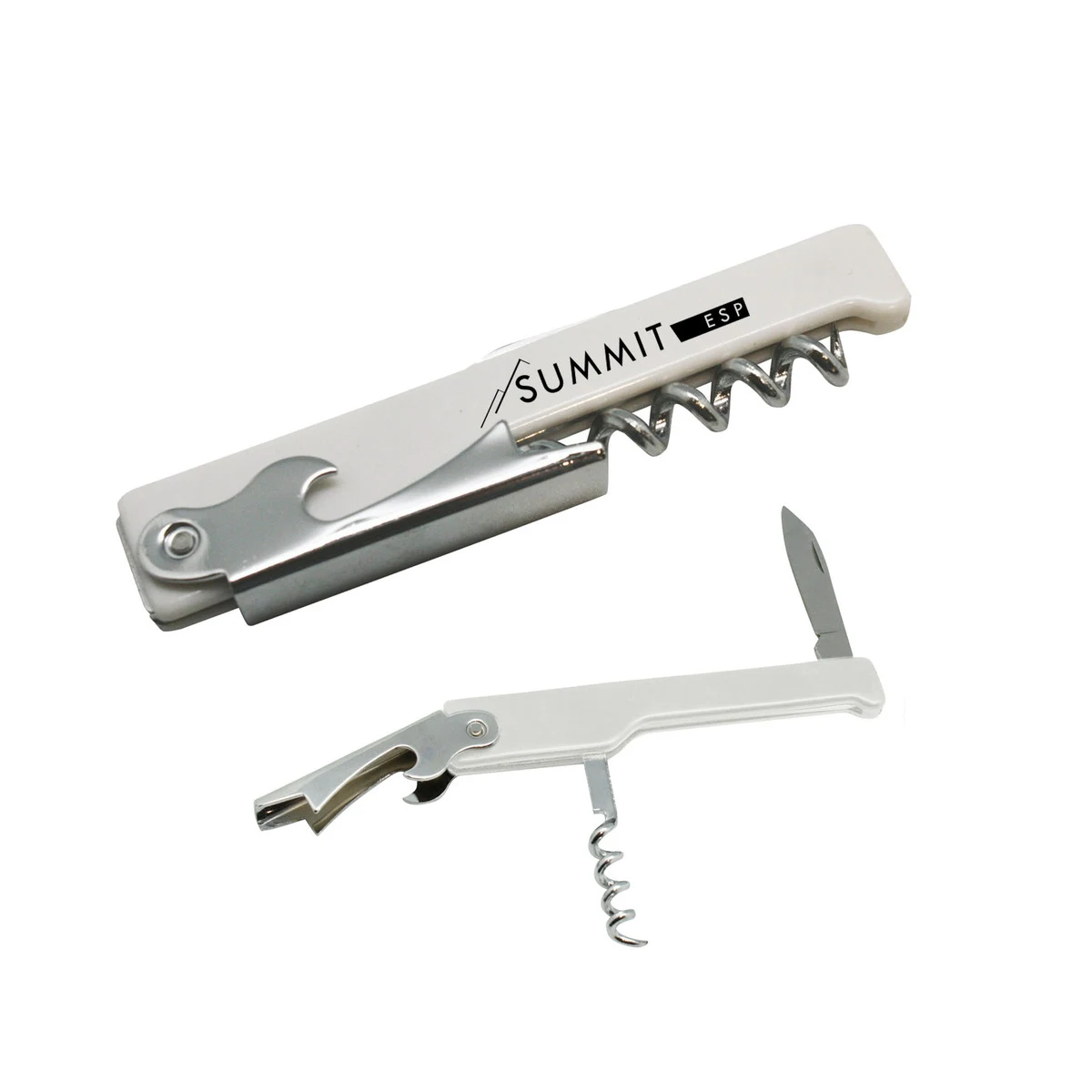 Metal Wine Opener with Corkscrew, Knife, and Plastic Handle 1