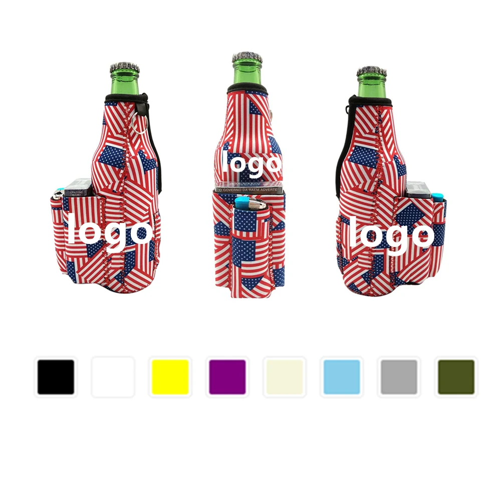 Neoprene Zipper Beer Sleeve Cooler w/Two Pockets 1