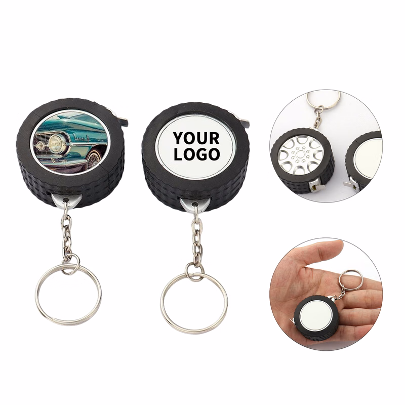 Tire Shape Retractable Measuring Tape Keychain