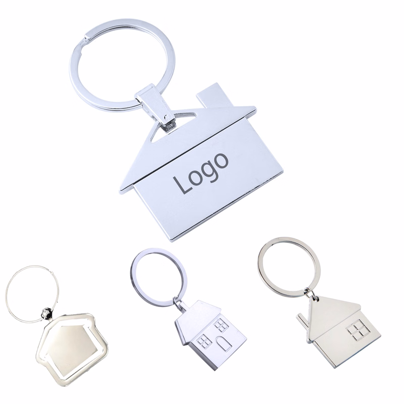 House-Shaped Metal Keychain