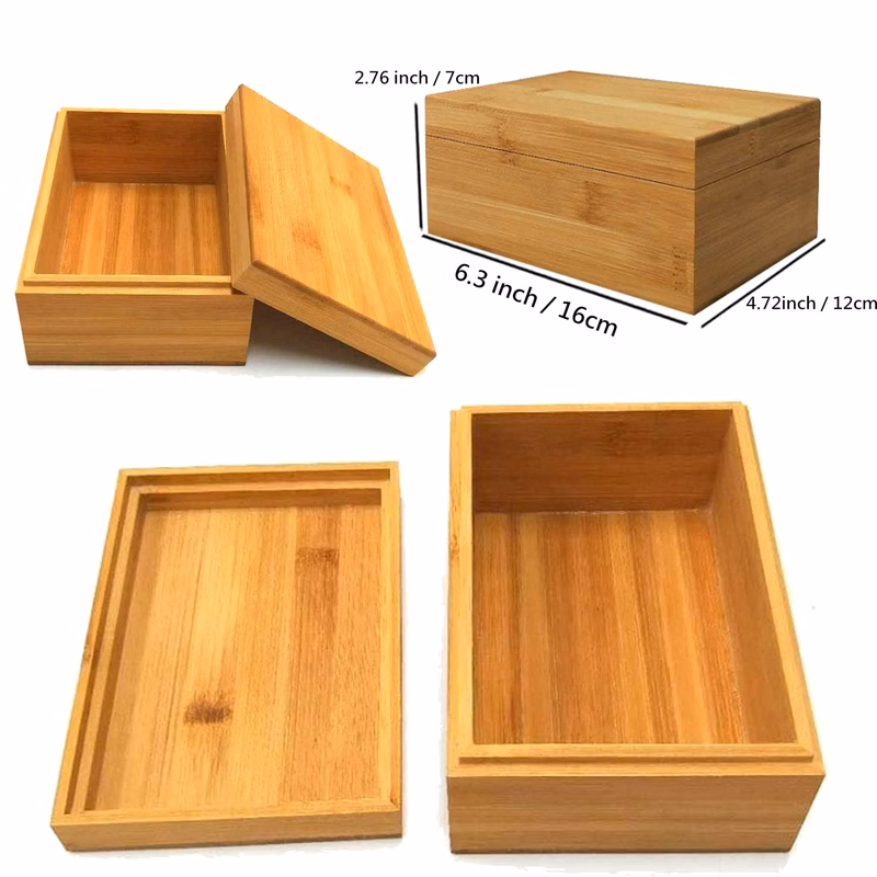 6.3 X 4.72 X 2.76 inches Bamboo wood storage box with cover