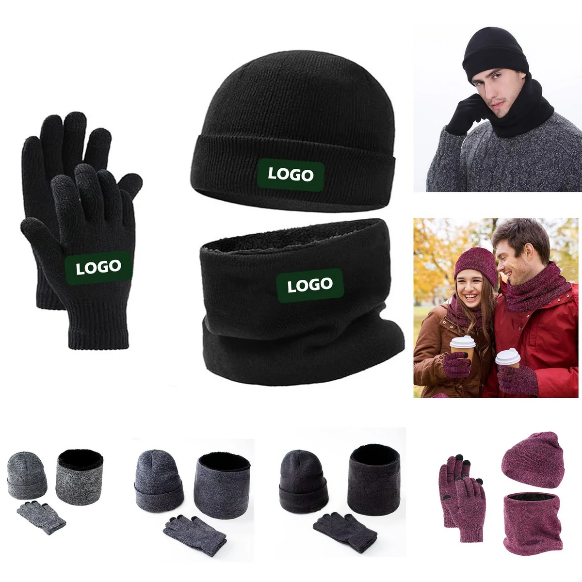 Winter Hat Scarf Gloves Set 1