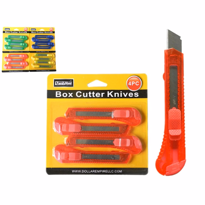 Box Cutter Knives - 4 Pack Assorted Colors