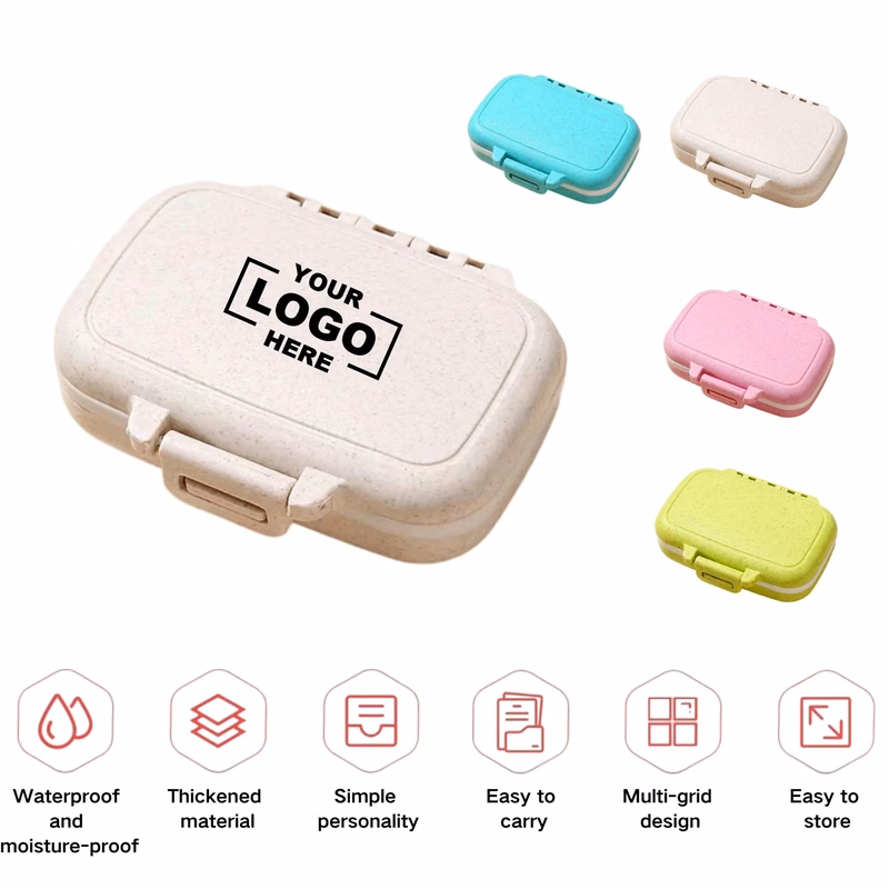 Wheat Straw Portable Mini Compartment Storage Pill Box
