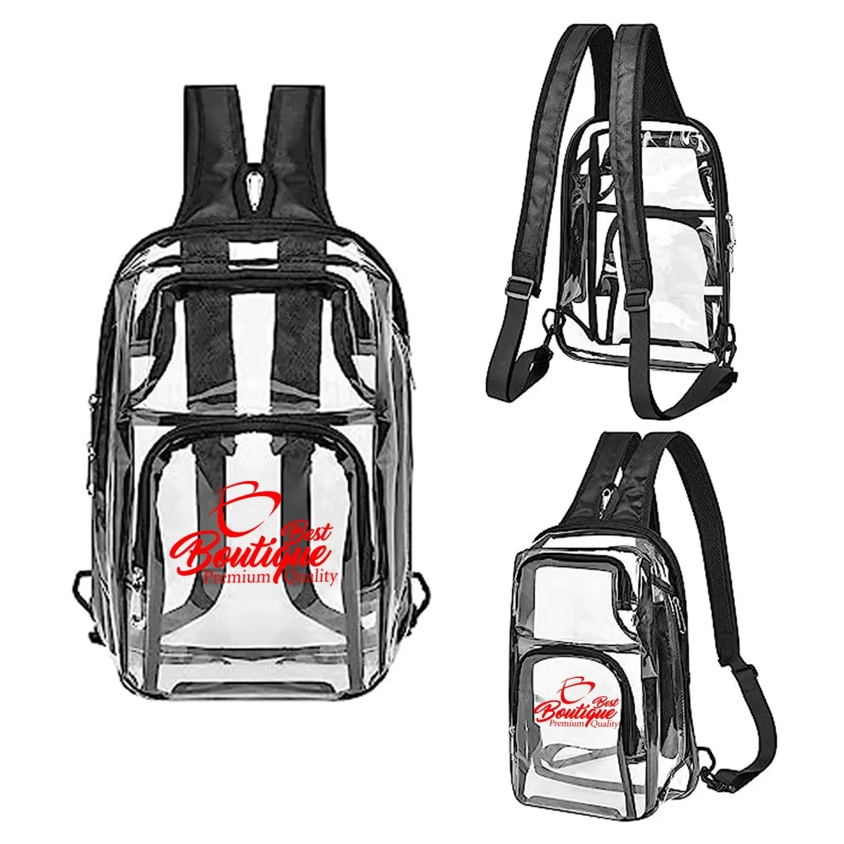 Clear PVC Outdoor Backpack & Sling Bag With Adjustable Strap 1