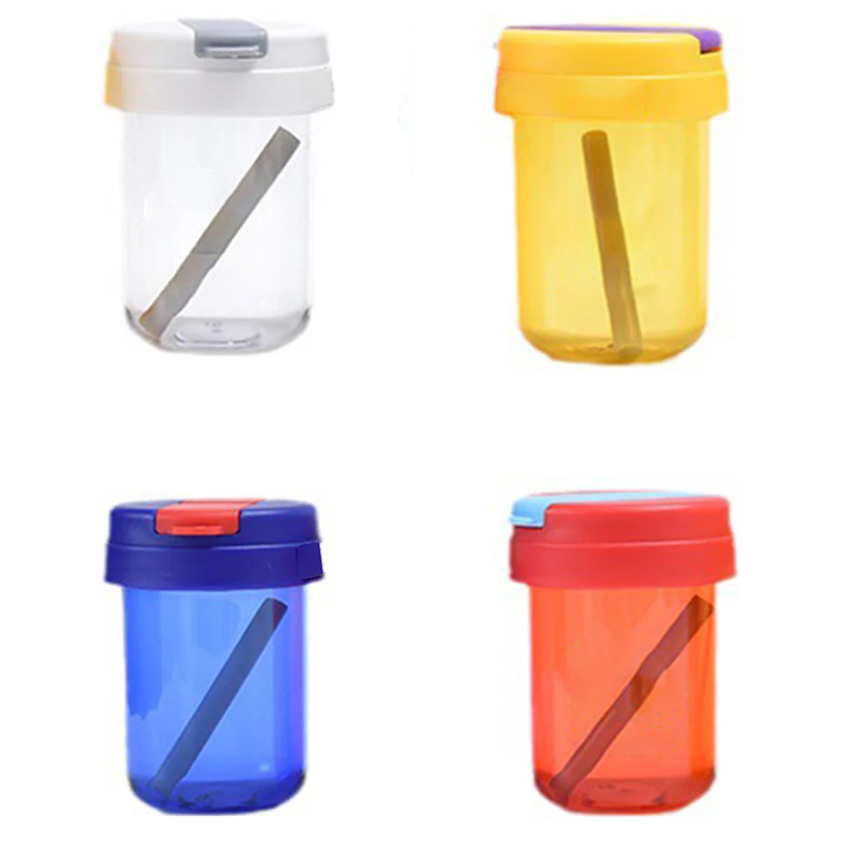 Double Wall Plastic Cup With Straw 1