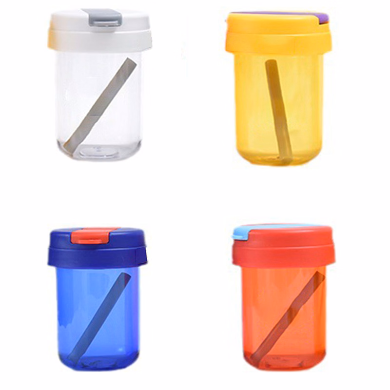 Double Wall Plastic Cup With Straw
