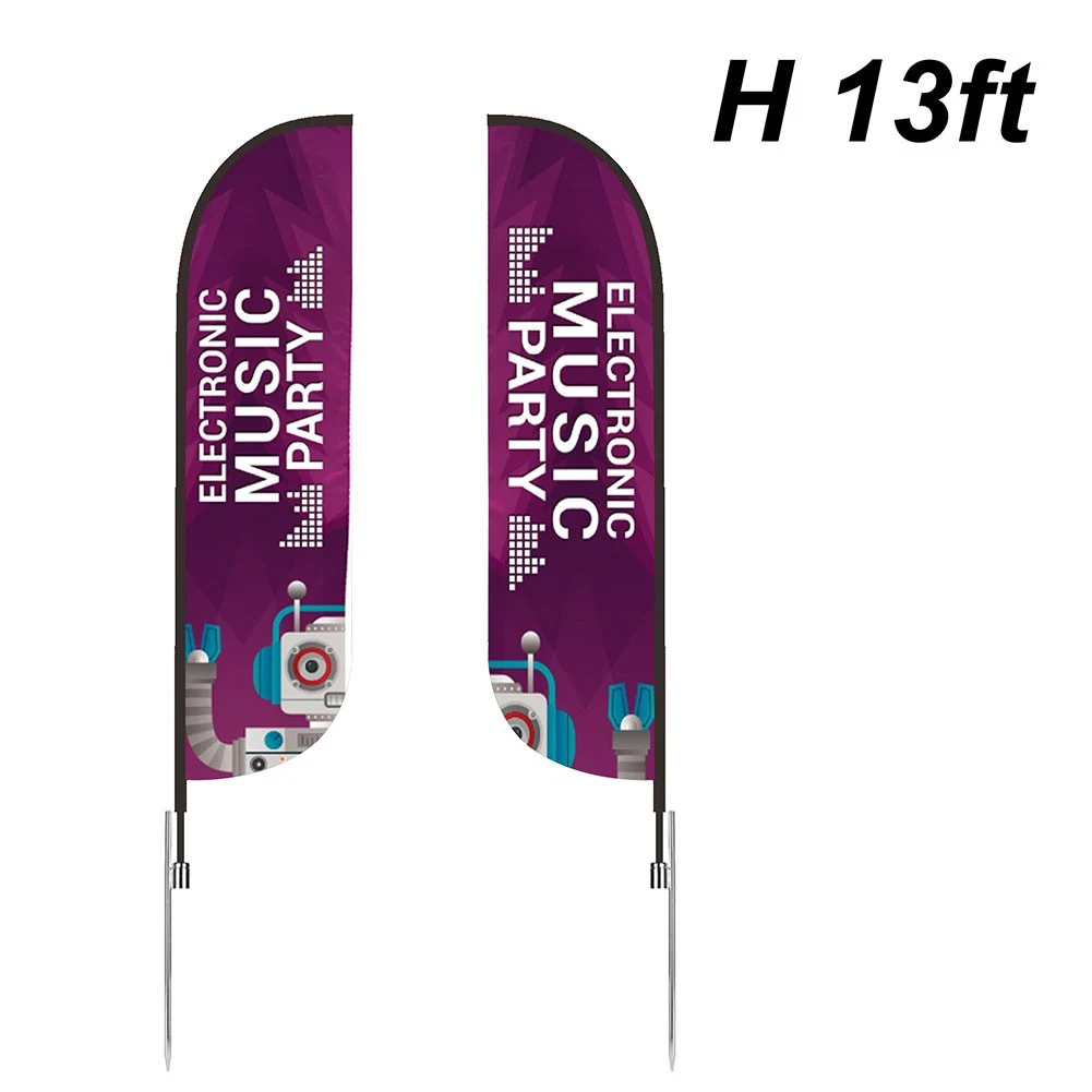 13' Custom Double Sided Feather Flag Kit With Spike Base 1
