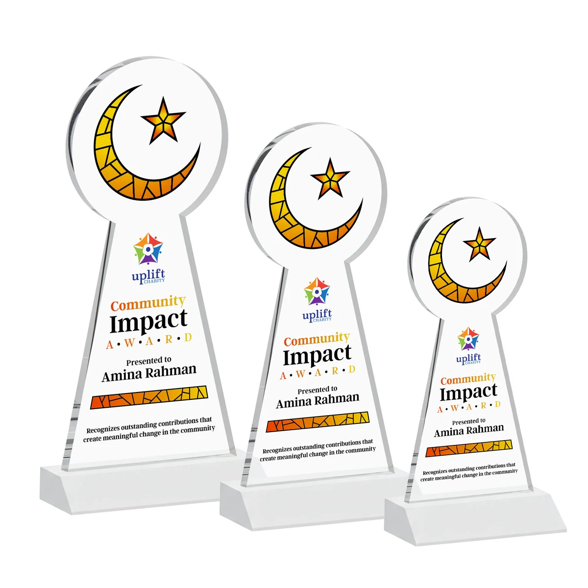 Crescent & Star VividPrint™ Award - White 1