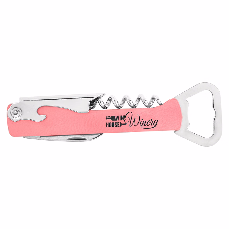 Pink Leatherette Wine Bottle Opener