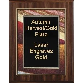 8" x 10" Classic Walnut Finish Plaque with an Autumn Harvest Art/Black Plate 1