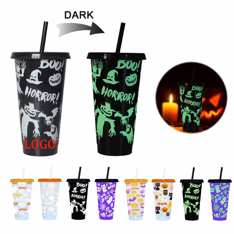 24oz. Halloween Luminous Cup With Straw And Lid