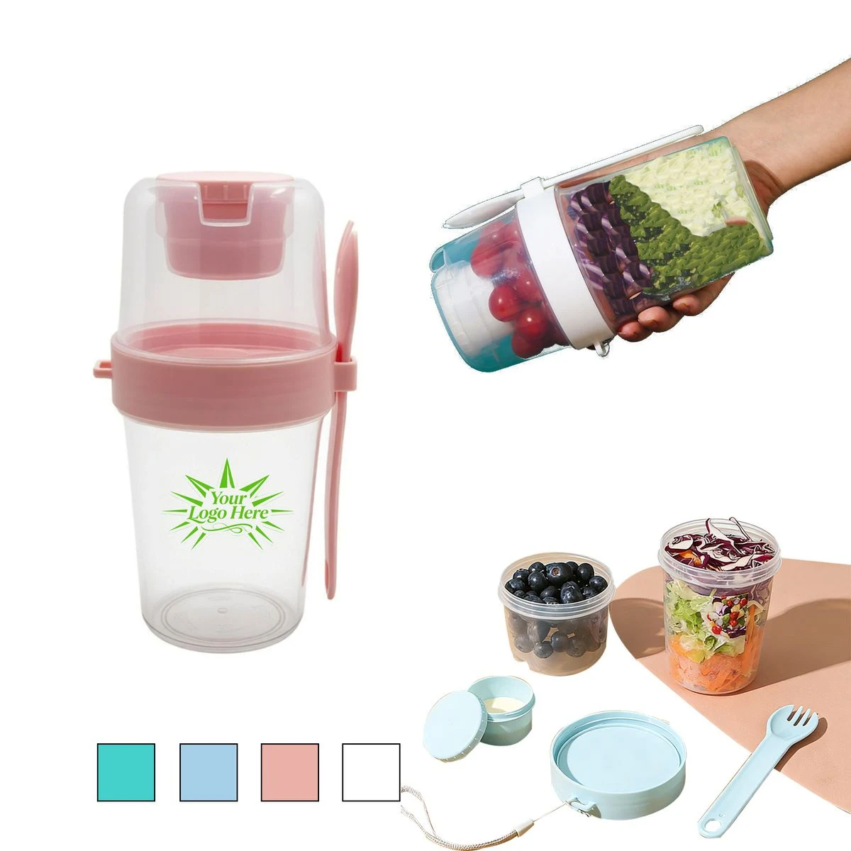 Portable Breakfast Double Layered Salad Cup 1