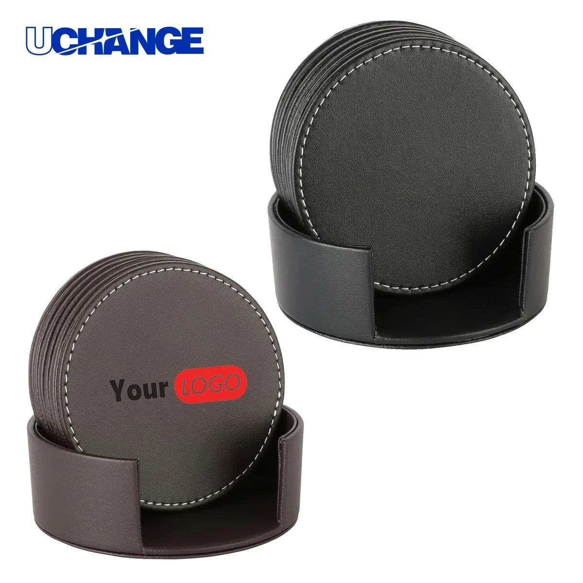 Round Leather Coffee Coaster Mat 1