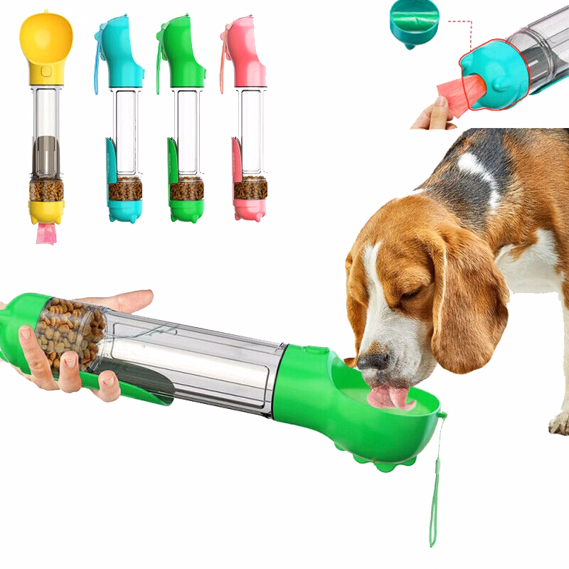 500ML Pet Water Bottle with Food Container And Poop Bag