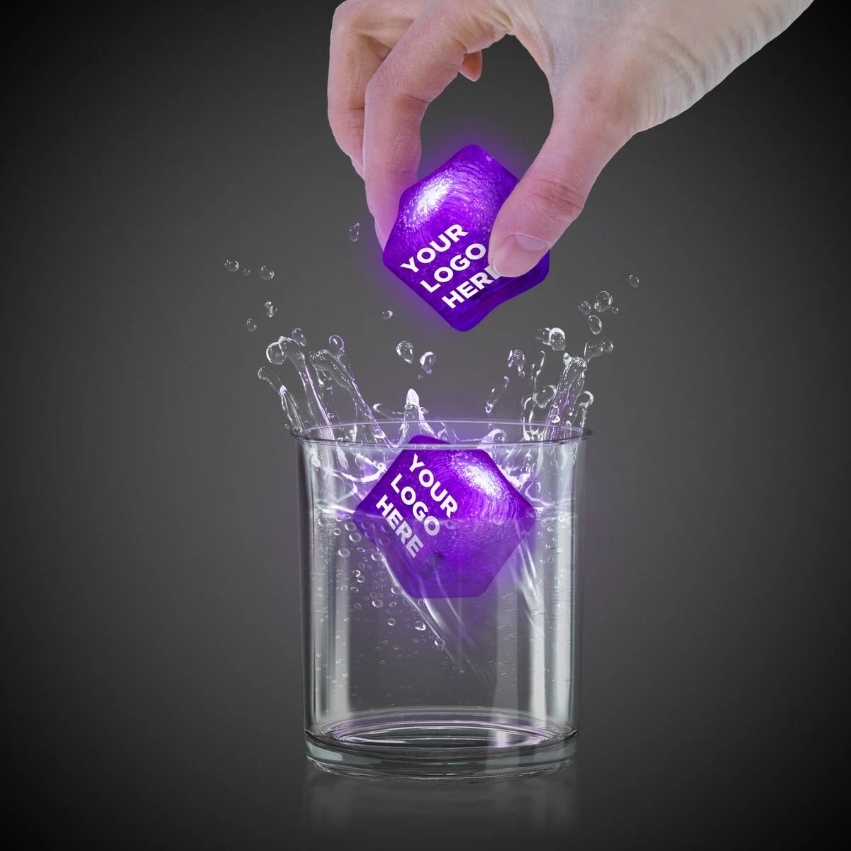 Purple Light Up Premium LitedIce Brand Ice Cube(Pad Print) 1