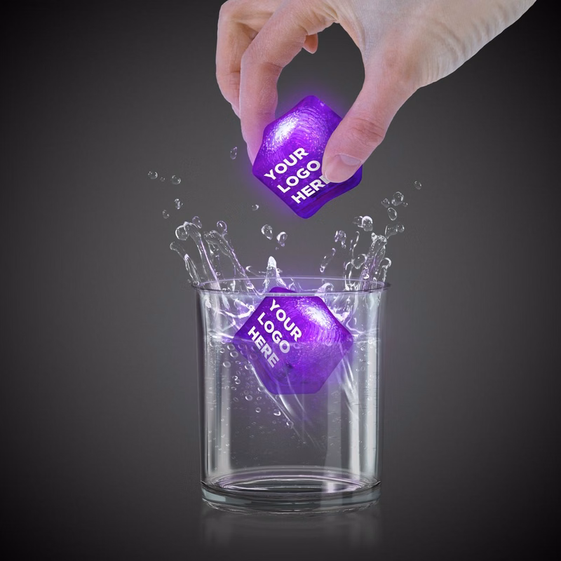 Purple Light Up Premium LitedIce Brand Ice Cube(Pad Print)