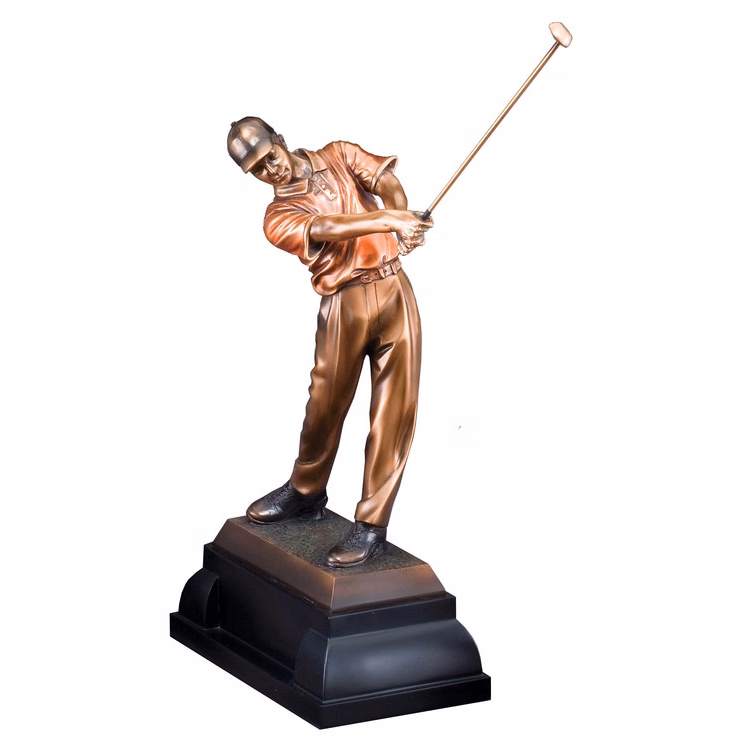 Golf Swing - Male Electroplated Resin Sculpture, 10"