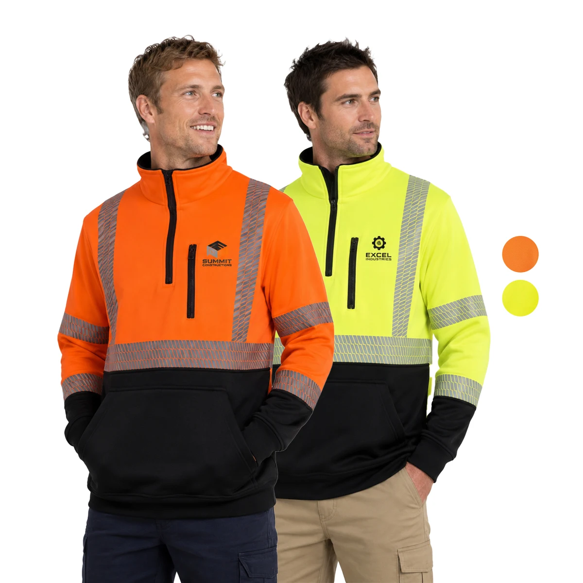 Class 3 Color Block 2" Segmented Tape Safety 1/4 Zipper with Pockets 1