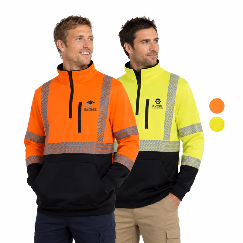 Class 3 Color Block 2" Segmented Tape Safety 1/4 Zipper with Pockets