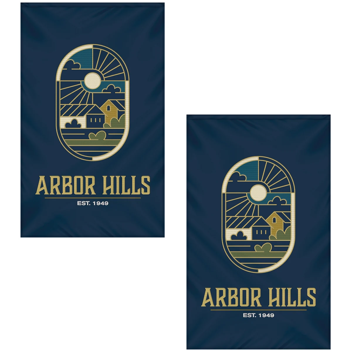 5' x 8' Double Sided Embroidered Banner with Pole Sleeve 1