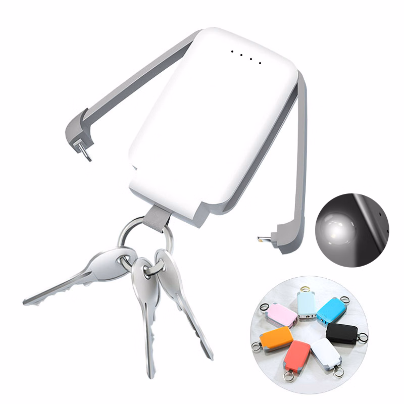 Mini Power Bank Keychain with Flashlight Function