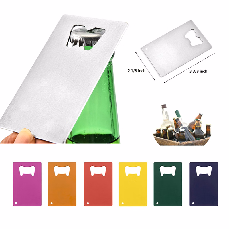 Credit Card Shaped Bottle Opener With Key Ring