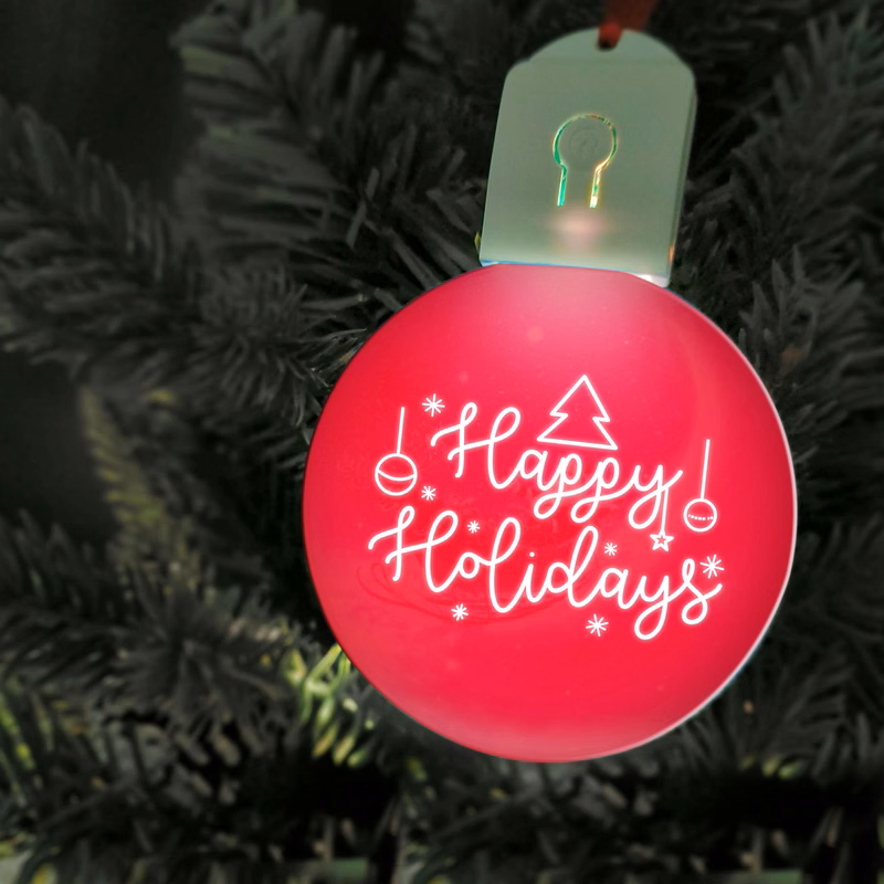 Free Shipping Full Color Christmas Illuminated Acrylic Round Ornament