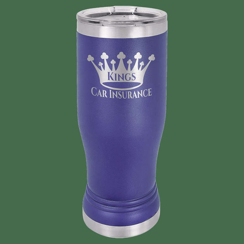 14 oz. Purple Laser Engraved Polar Camel Pilsner Tumbler w/Clear Lid
