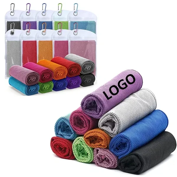 Sports Cooling Towel With Carabiner Pouch Packaging 1