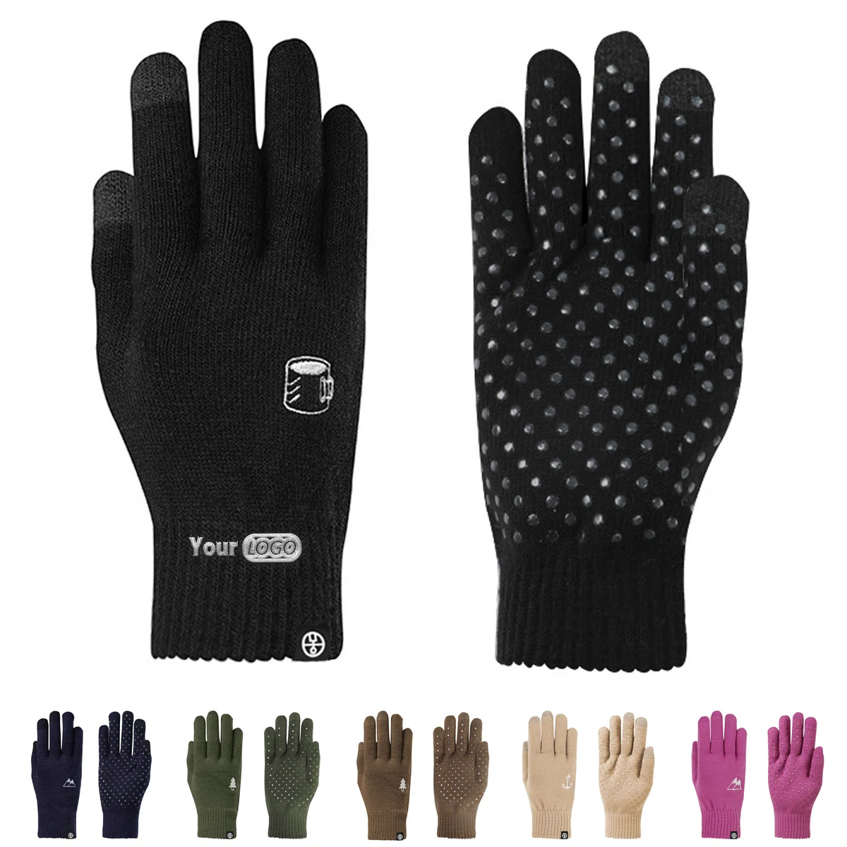 Anti-Slip Embroidered Knit Gloves 1