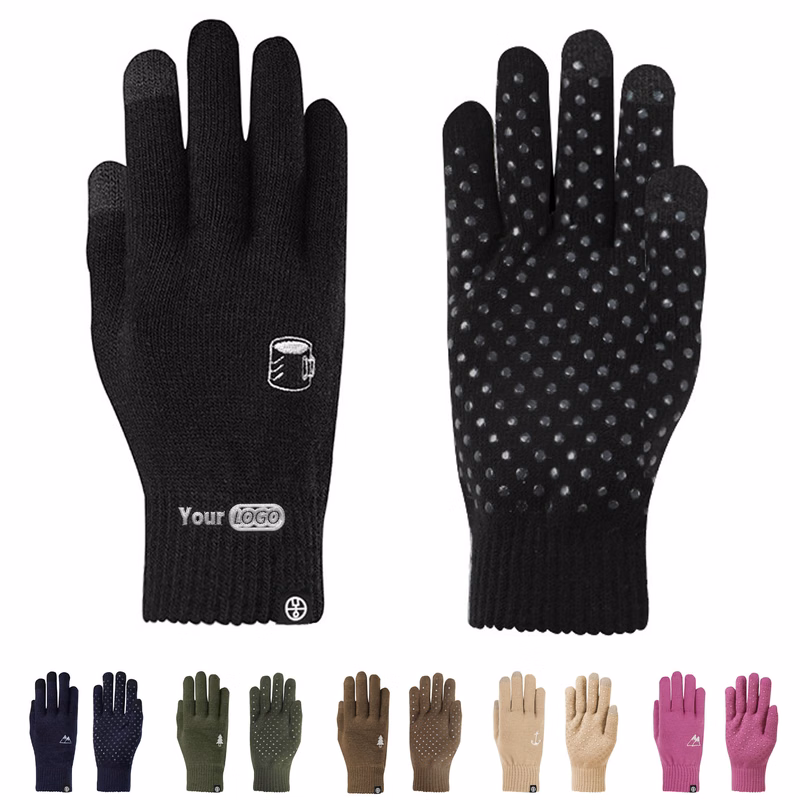 Anti-Slip Embroidered Knit Gloves
