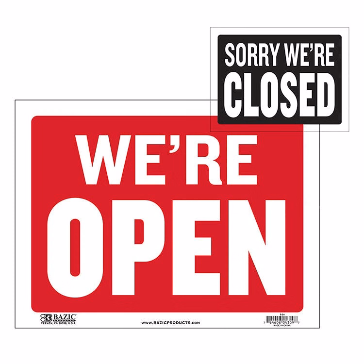 Open/Closed Signs - Red/Black 9" x 12"
