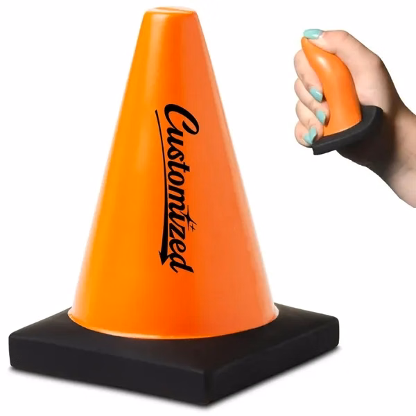 Custom Traffic Cone Shaped Foam Stress Reliever Toy — Safety & Logistics Gift